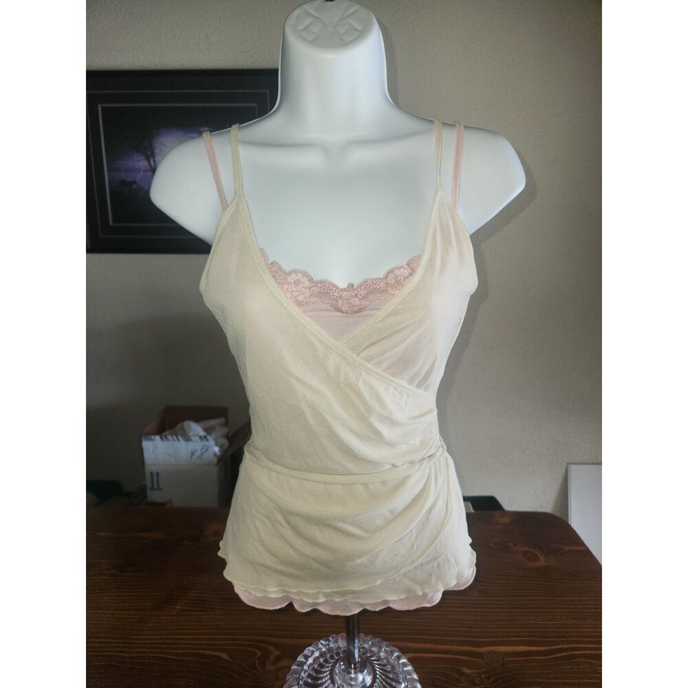 Express Women's Beige Pink Spaghetti Strap Tank Top Cami Cami Size M Medium